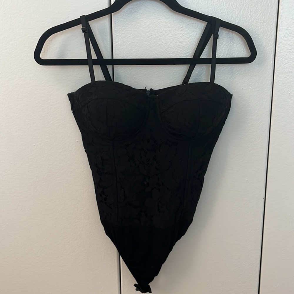 Aqua lace bustier bodysuit